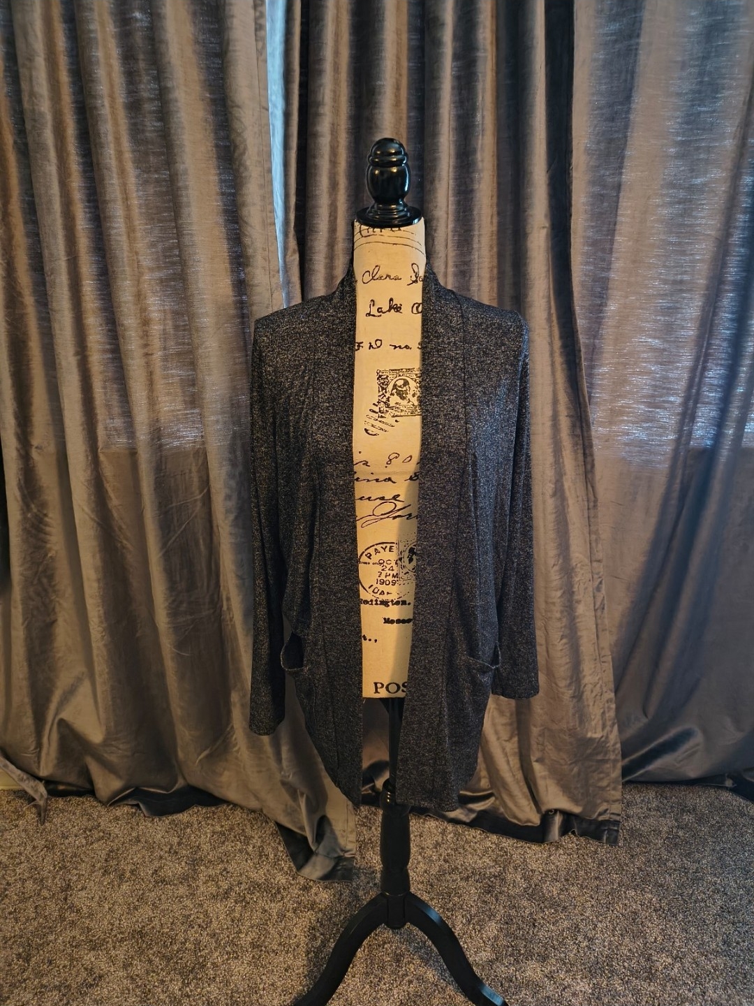 J. Crew Black Heather Open-Front Cardigan